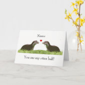 Schattigee otter half jubileum / verjaardagskaart kaart (Gele Bloem)
