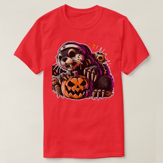 Schattigee otter heks Halloween Kinder Jongens Vro T-shirt (Design voorkant)