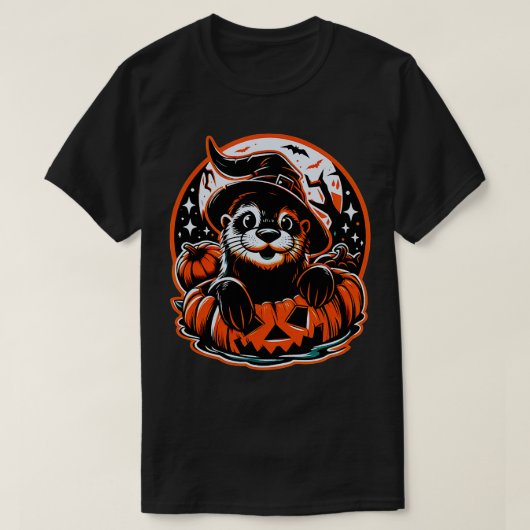 Schattigee otter heks Halloween Kinder Jongens Vro T-shirt (Design voorkant)