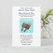 Schattigee otter huwelijksuitnodiging otter paar b kaart (Staand voorkant)