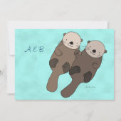 Schattigee otter huwelijksuitnodiging otter paar b kaart (Achterkant)