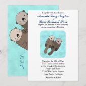 Schattigee otter huwelijksuitnodiging otter paar b kaart (Voorkant / Achterkant)