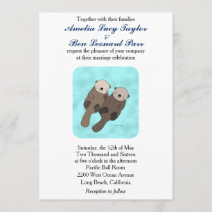 Schattigee otter huwelijksuitnodiging otter paar b kaart