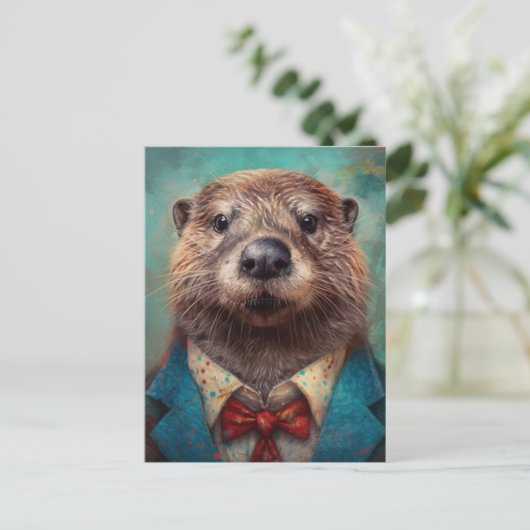 Schattigee Otter in een pak Briefkaart (Staand voorkant)