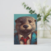Schattigee Otter in een pak Briefkaart (Staand voorkant)
