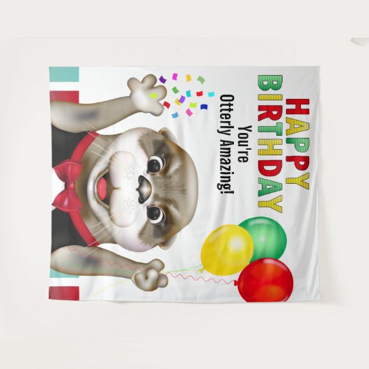 Schattigee Otter in Tuxedo Kids Verjaardag Achterg Wandkleed (Voorkant (horizontaal))