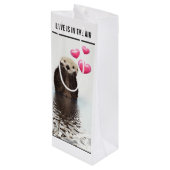 Schattigee Otter Liefde is in de Lucht Wijn Cadeautas (Achterkant Gekanteld)