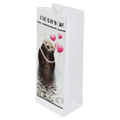 Schattigee Otter Liefde is in de Lucht Wijn Cadeautas (Voorkant Gekanteld)