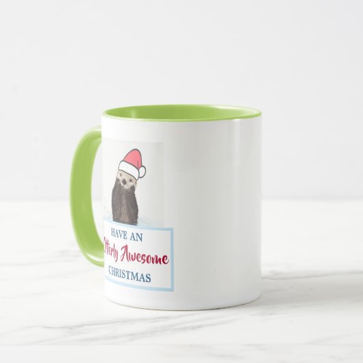 Schattigee otter met een kerstmuts mok (Voorkant links)