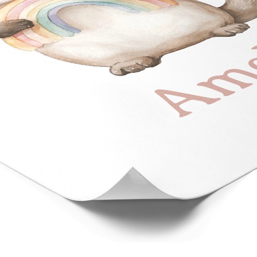 Schattigee otter met een regenboog Baby naam kweke Poster (Hoek)