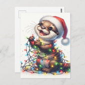 Schattigee otter met kerstverlichting briefkaart (Voorkant / Achterkant)