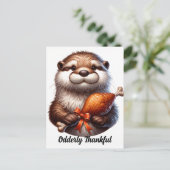 Schattigee otter met Thanksgiving turkije Briefkaart (Staand voorkant)
