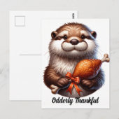 Schattigee otter met Thanksgiving turkije Briefkaart (Voorkant / Achterkant)