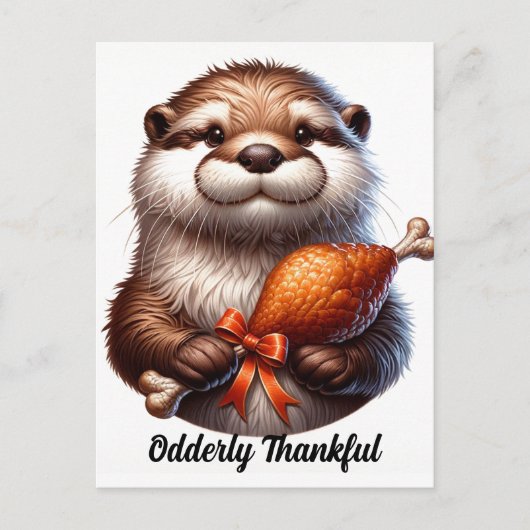 Schattigee otter met Thanksgiving turkije Briefkaart (Voorkant)