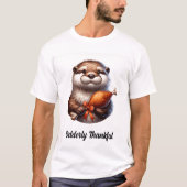 Schattigee otter met Thanksgiving turkije T-shirt (Voorkant)