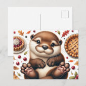 Schattigee otter met Thanksgiving voedsel Briefkaart (Voorkant / Achterkant)