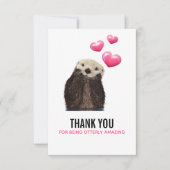 Schattigee otter met Valentijnse  Hearts Funny Pun Bedankkaart (Voorkant)