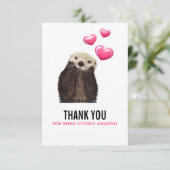 Schattigee otter met Valentijnse  Hearts Funny Pun Bedankkaart (Staand voorkant)