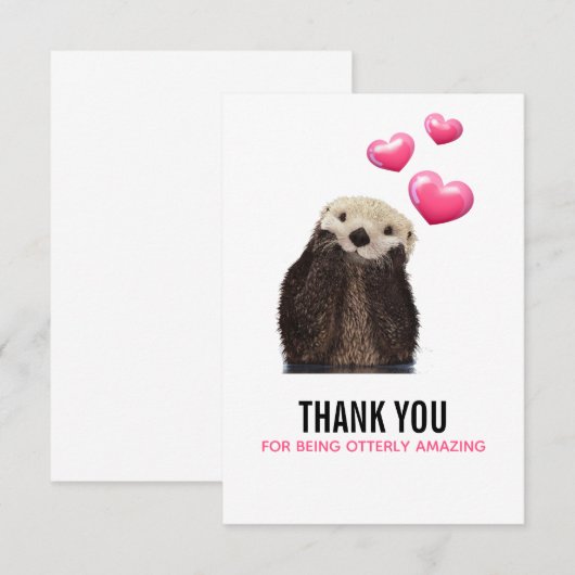 Schattigee otter met Valentijnse  Hearts Funny Pun Bedankkaart (Voorkant / Achterkant)