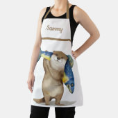 Schattigee otter met vis monogram schort (Insitu)