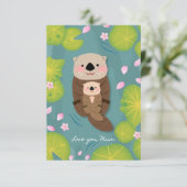 Schattigee Otter Moederdag Kaart - Love You Mum (Staand voorkant)
