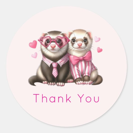 Schattigee otter paar in de liefde dank u ronde sticker (Voorkant)
