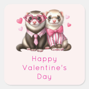 Schattigee otter paar in liefde gelukkige Valentij Vierkante Sticker