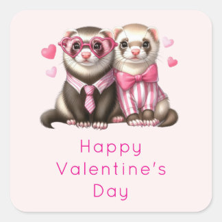 Schattigee otter paar in liefde gelukkige Valentij Vierkante Sticker