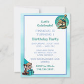 Schattigee Otter thema jongen's verjaardagsfeestje Kaart (Achterkant)