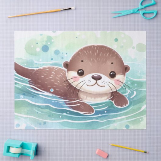 Schattigee Otter Waterverf Decoupage Tissuepapier (Craft)