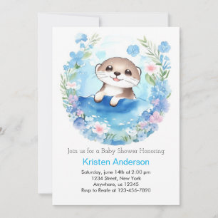 Schattigee Otter Waterverf Jongen Baby shower Kaart