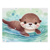 Schattigee Otter Waterverf Perfect Poster (Voorkant)