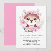 Schattigee otter zalig roze meisje Baby shower Kaart (Voorkant / Achterkant)