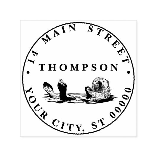 Schattigee  otter Zwemnaam Terugkeeradres Zelfinktende Stempel (Design)
