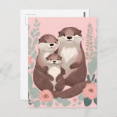 Schattigee otterfamilie briefkaart (Voorkant / Achterkant)