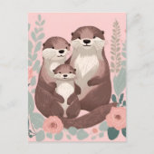 Schattigee otterfamilie briefkaart (Voorkant)