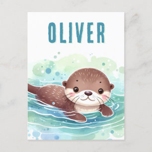 Schattigee otterillustratie aangepaste naam briefkaart