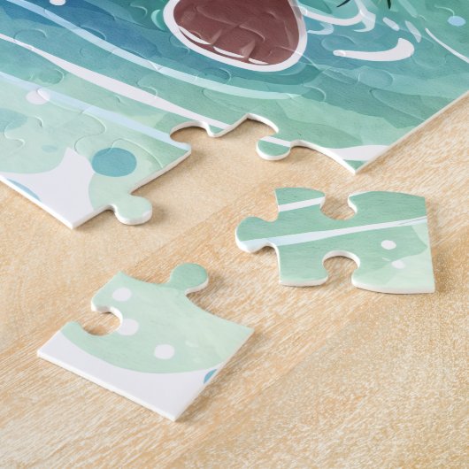 Schattigee otterillustratie aangepaste naam legpuzzel (Zijkant)