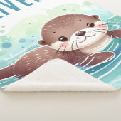 Schattigee otterillustratie aangepaste naam sherpa deken (3/4)