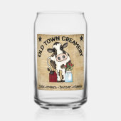 Schattigee oude stad creamery koe boerderij blikvorm glas (Voorkant)