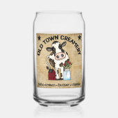 Schattigee oude stad creamery koe boerderij blikvorm glas (Achterkant)