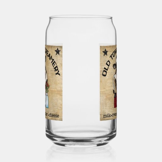 Schattigee oude stad creamery koe boerderij blikvorm glas (Rechts)