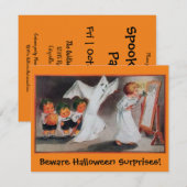 Schattigee, ouderwetse Halloween Surprise Invitati Kaart (Voorkant / Achterkant)