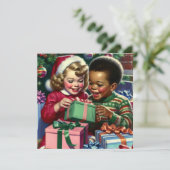 Schattigee ouderwetse kerst en gelukkig nieuwjaar kaart (Staand voorkant)