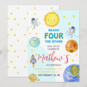 Schattigee Outer Space 4e Kind verjaardag Kaart (Voorkant / Achterkant)