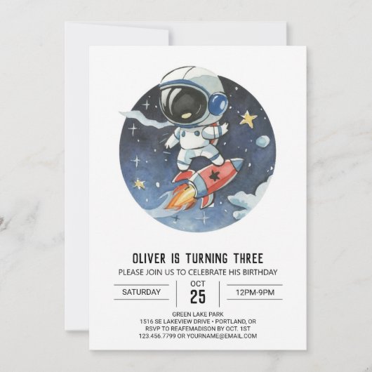 Schattigee Outerspace Digital Astronaut Boy Verjaa Kaart (Voorkant)