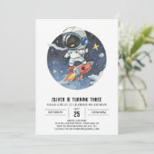 Schattigee Outerspace Digital Astronaut Boy Verjaa Kaart (Staand voorkant)