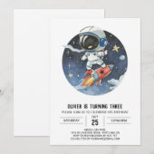 Schattigee Outerspace Digital Astronaut Boy Verjaa Kaart (Voorkant / Achterkant)
