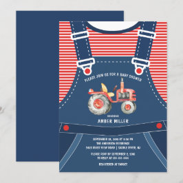 Schattigee Overalls Boerderij Tractor Baby shower Kaart