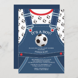 Schattigee Overalls Voetbal Baby shower Invitation Kaart